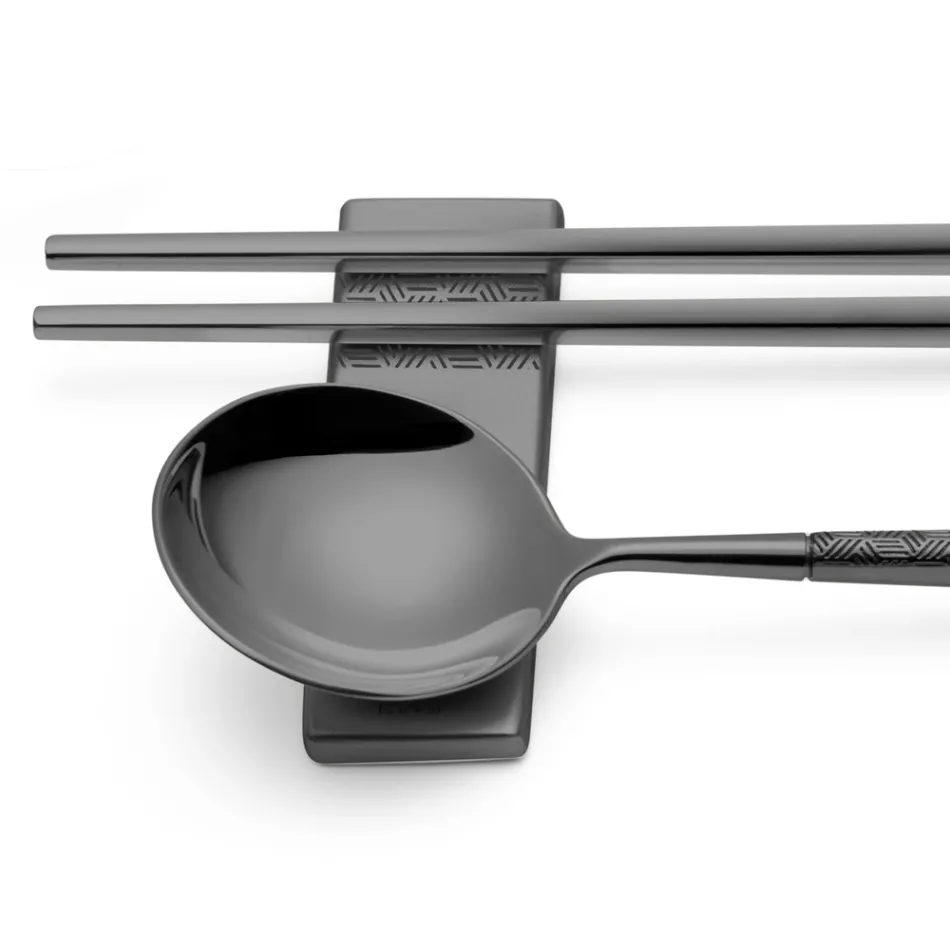 Zestaw składający się z łyżki owoców, pałeczek i podstawki na sztućce z origami - Osaka Viadurini