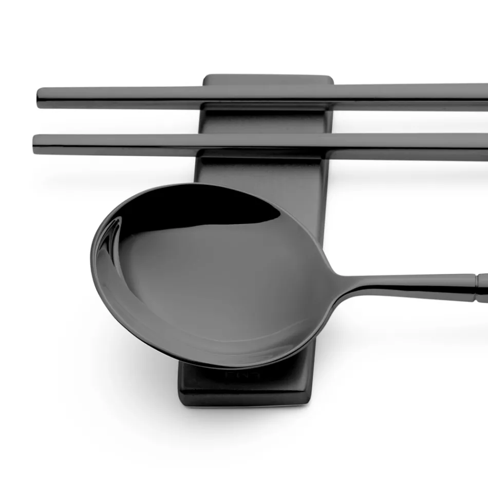 Zestaw składający się z łyżki do owoców, pałeczek i podstawki na sztućce - Osaka Viadurini