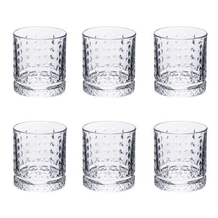 Zestaw 12 szklanek do wody 400 ml ze szkła z diamentowymi dekoracjami - Wisky Viadurini
