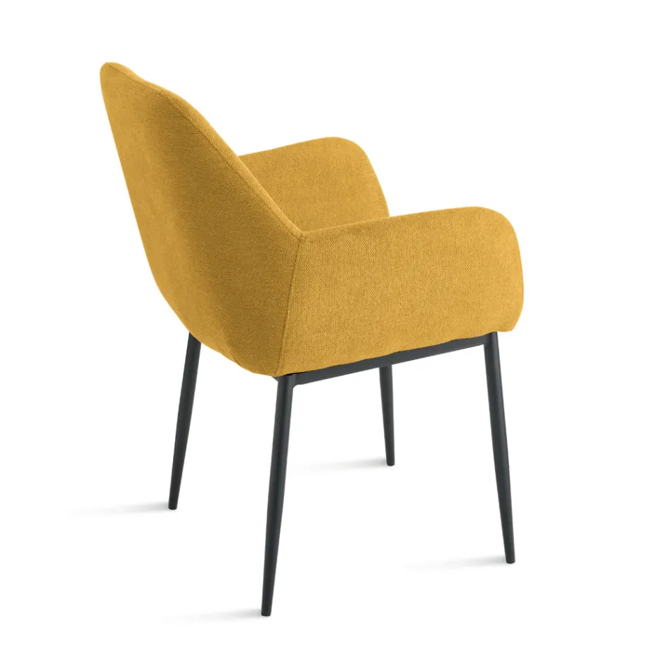 Zestaw 2 tapicerowanych foteli w kolorowej tkaninie i metalowej ramie - Valeria Viadurini