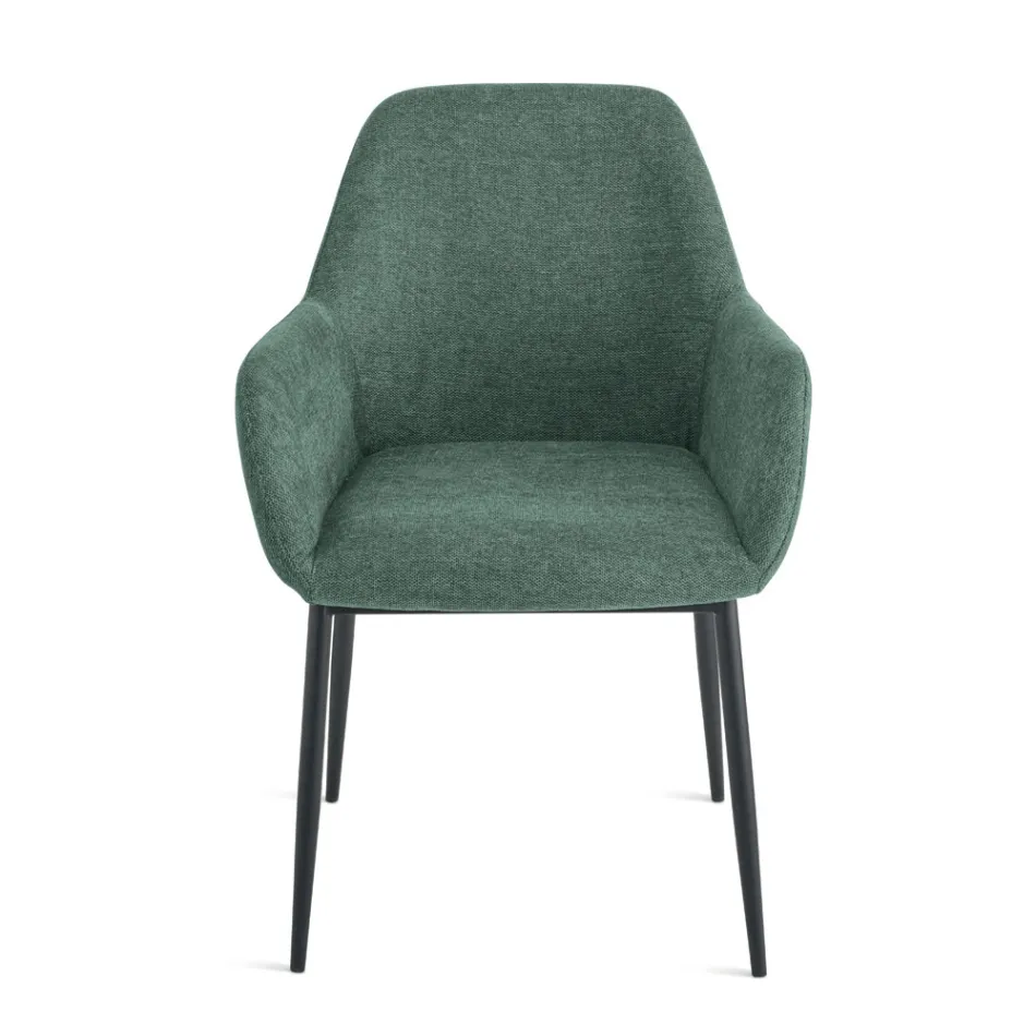 Zestaw 2 tapicerowanych foteli w kolorowej tkaninie i metalowej ramie - Valeria Viadurini