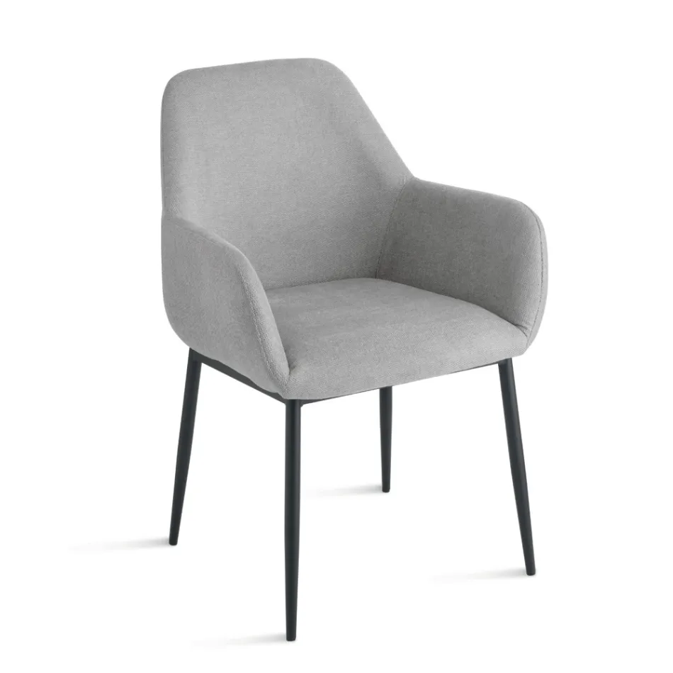 Zestaw 2 tapicerowanych foteli w kolorowej tkaninie i metalowej ramie - Valeria Viadurini