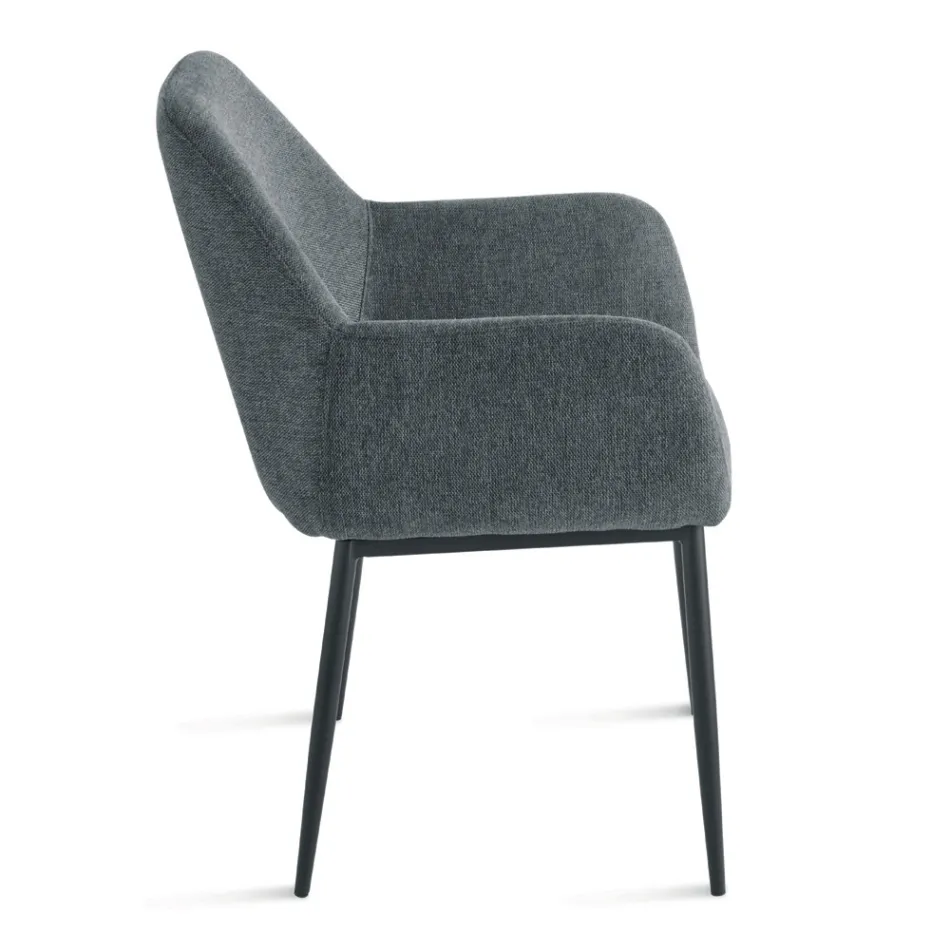 Zestaw 2 tapicerowanych foteli w kolorowej tkaninie i metalowej ramie - Valeria Viadurini