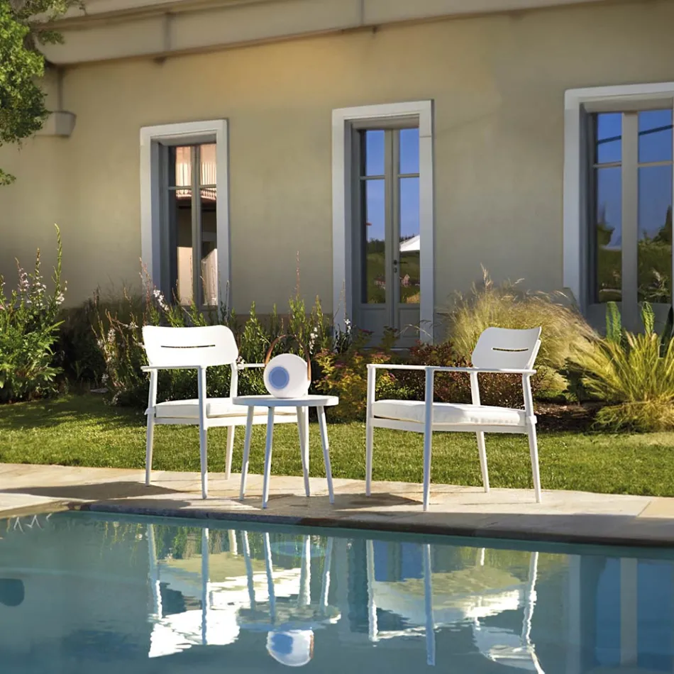 Zestaw 2 foteli z aluminiowym stołem w różnych wykończeniach - Souvenir Viadurini