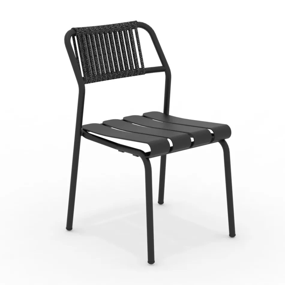 Zestaw 2 aluminiowych krzeseł ogrodowych z oparciem z liny - Resplendent Viadurini