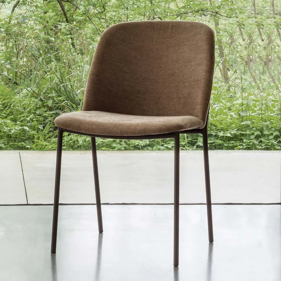 Zestaw 2 krzeseł do salonu z tkaniny i metalu Made in Italy - Ivy Viadurini