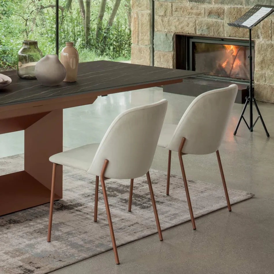 Zestaw 2 krzeseł do salonu z tkaniny i metalu Made in Italy - Ivy Viadurini