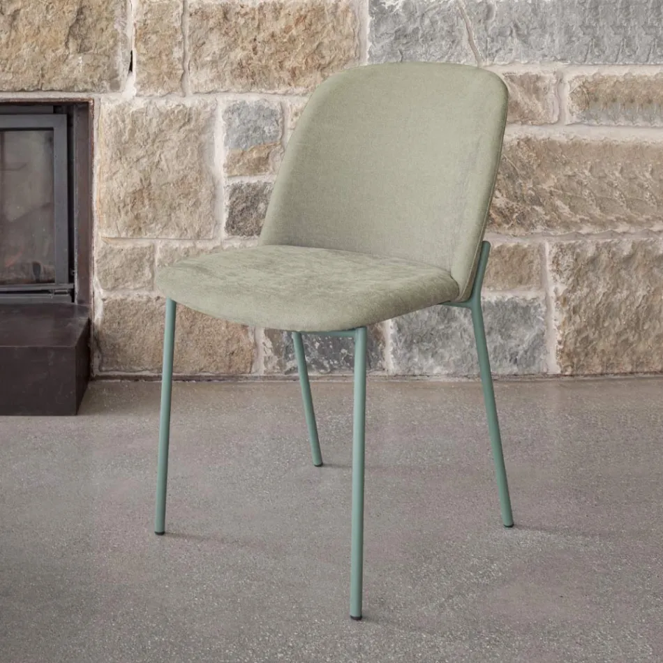 Zestaw 2 krzeseł do salonu z tkaniny i metalu Made in Italy - Ivy Viadurini