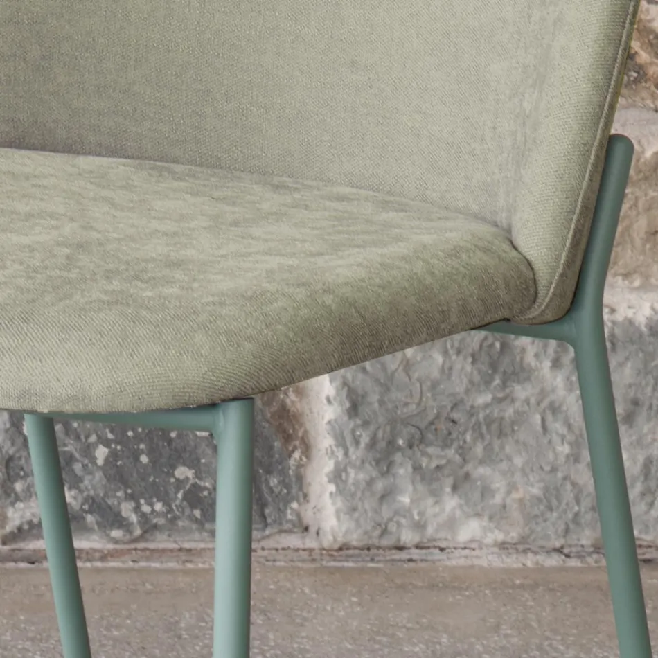 Zestaw 2 krzeseł do salonu z tkaniny i metalu Made in Italy - Ivy Viadurini