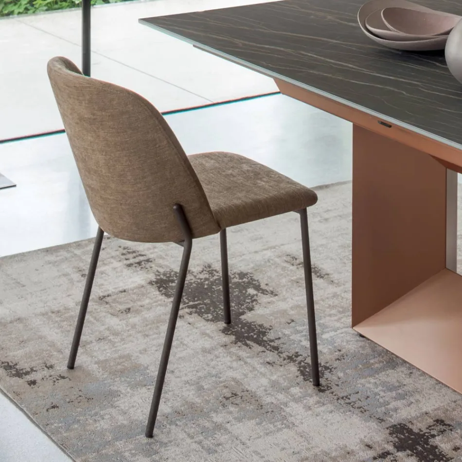 Zestaw 2 krzeseł do salonu z tkaniny i metalu Made in Italy - Ivy Viadurini