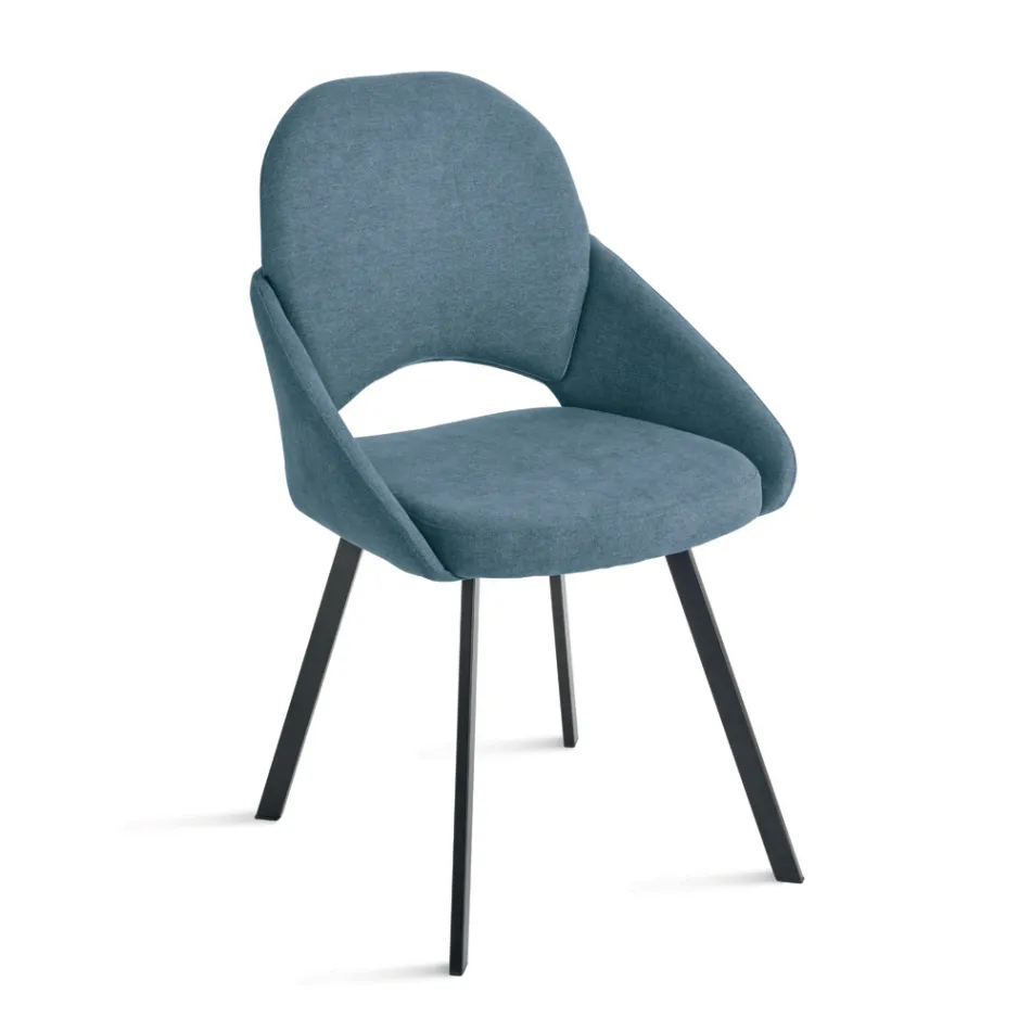 Zestaw 2 tapicerowanych krzeseł z kolorową tkaniną i metalową ramą - Damian Viadurini