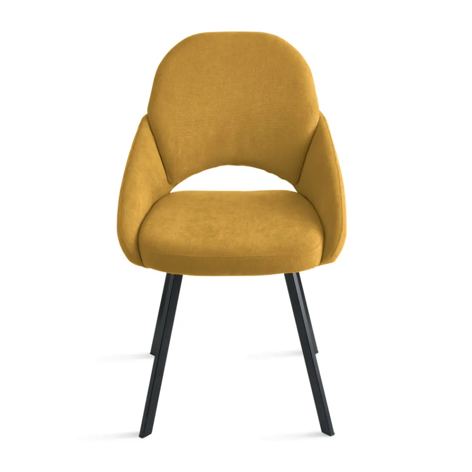 Zestaw 2 tapicerowanych krzeseł z kolorową tkaniną i metalową ramą - Damian Viadurini