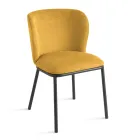 Zestaw 2 krzeseł tapicerowanych tkaniną z malowaną metalową ramą - Leandra Viadurini