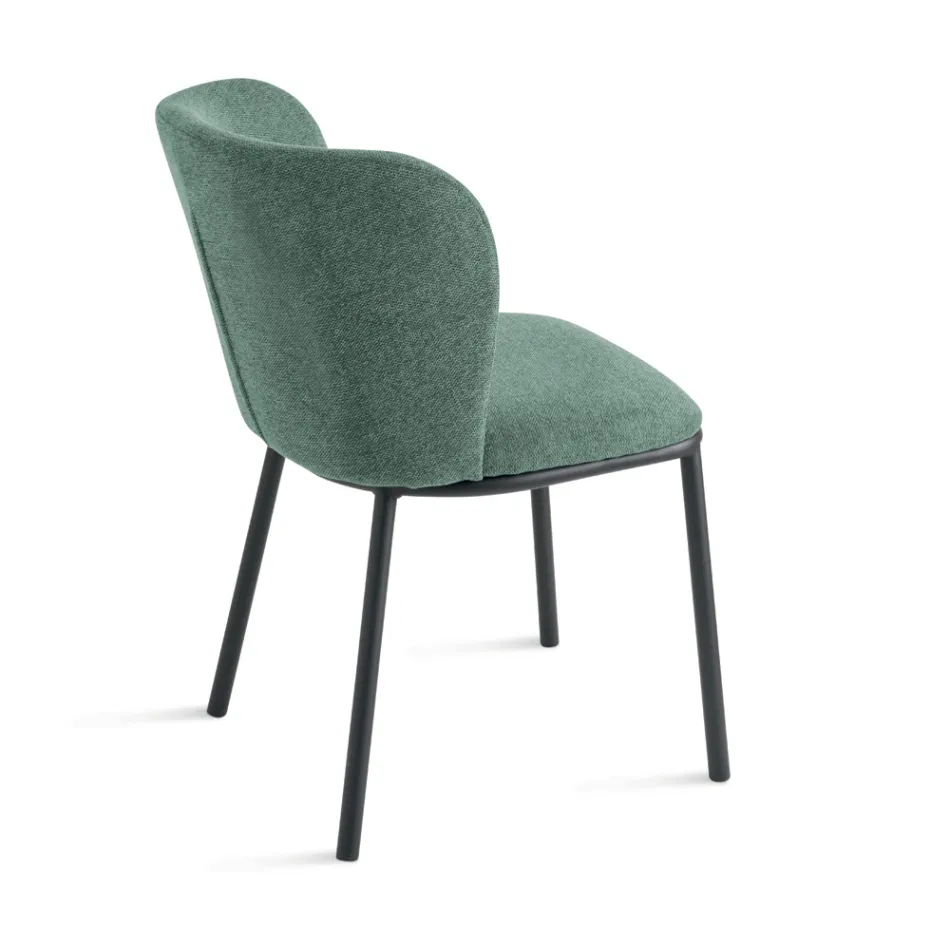 Zestaw 2 krzeseł tapicerowanych tkaniną z malowaną metalową ramą - Leandra Viadurini