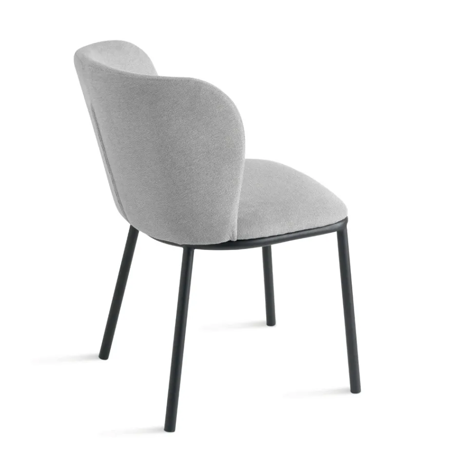 Zestaw 2 krzeseł tapicerowanych tkaniną z malowaną metalową ramą - Leandra Viadurini