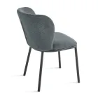 Zestaw 2 krzeseł tapicerowanych tkaniną z malowaną metalową ramą - Leandra Viadurini