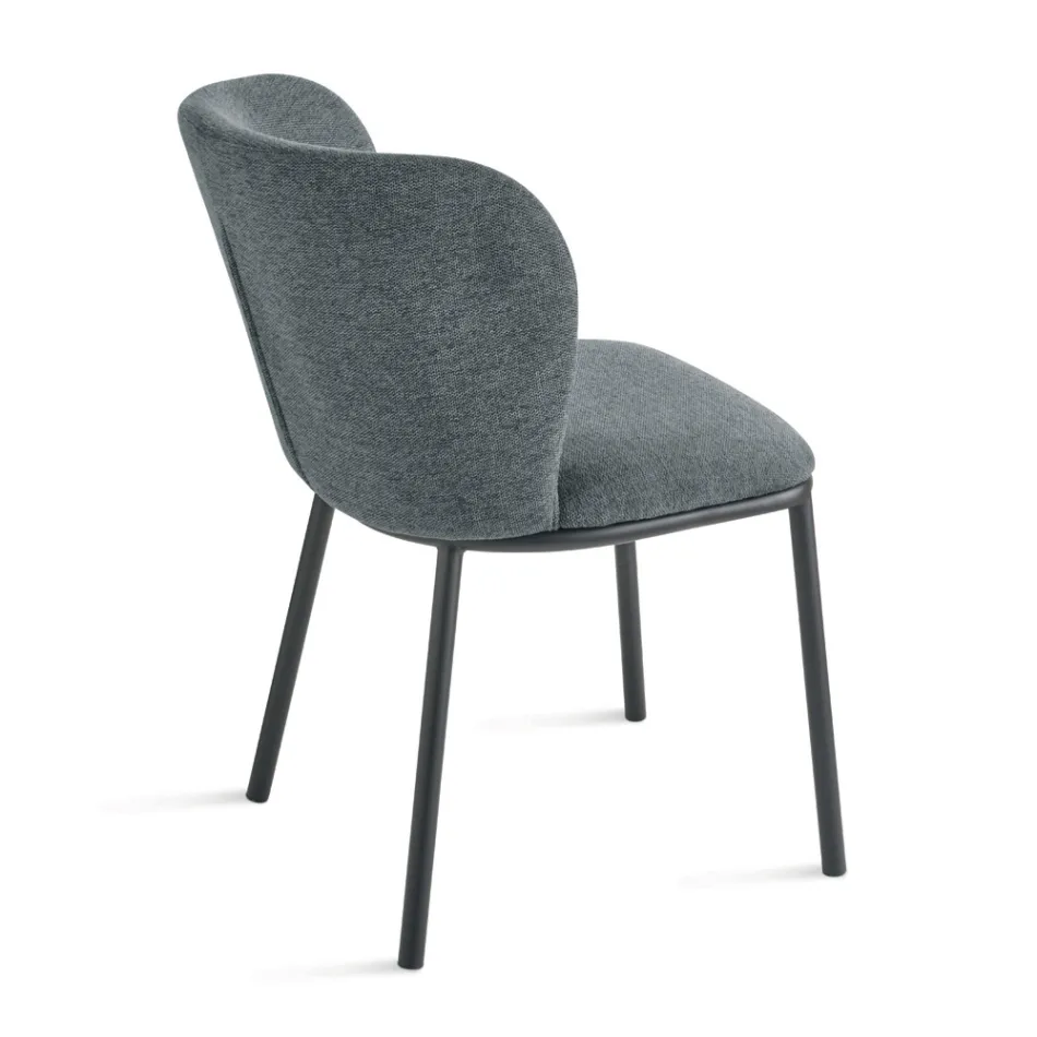 Zestaw 2 krzeseł tapicerowanych tkaniną z malowaną metalową ramą - Leandra Viadurini