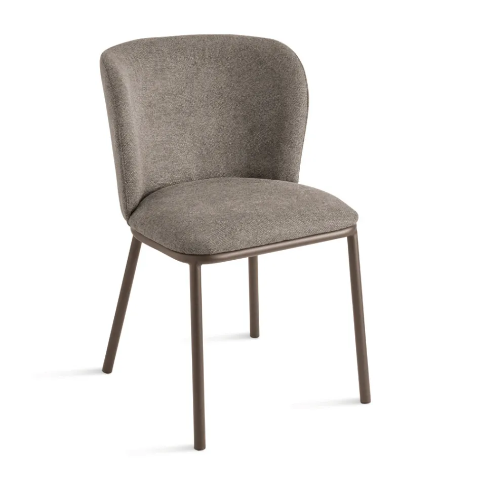 Zestaw 2 krzeseł tapicerowanych tkaniną z malowaną metalową ramą - Leandra Viadurini