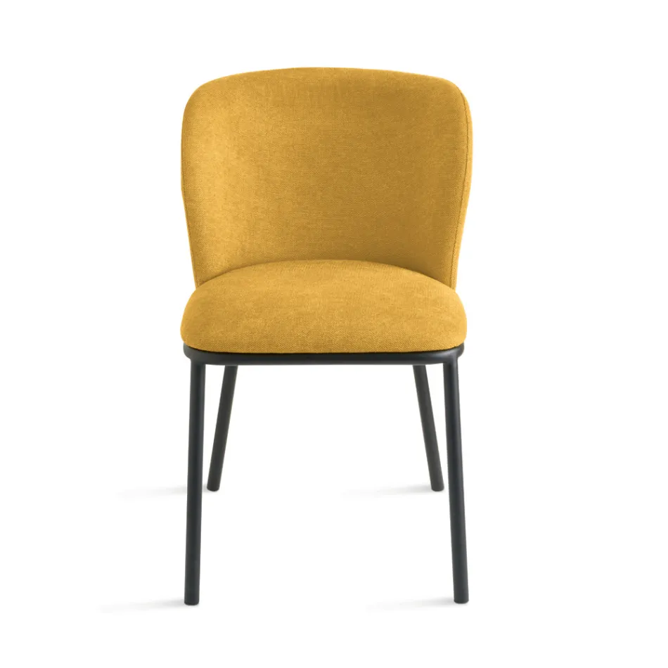 Zestaw 2 krzeseł tapicerowanych tkaniną z malowaną metalową ramą - Leandra Viadurini