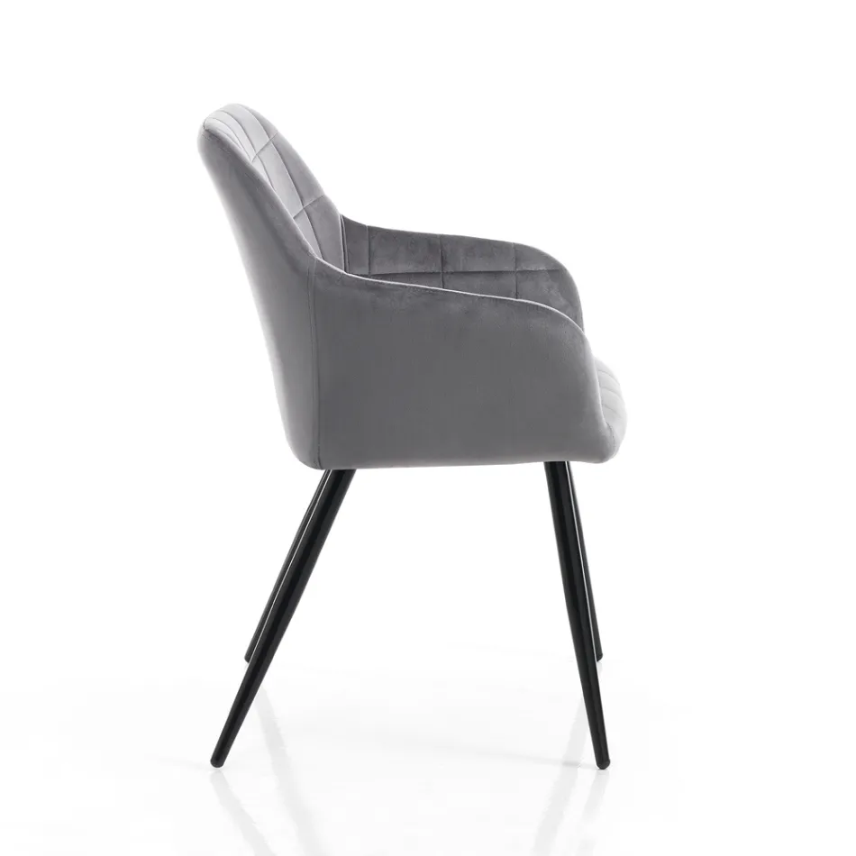 Zestaw 2 krzeseł z tkaniny z efektem aksamitu – pluton Viadurini