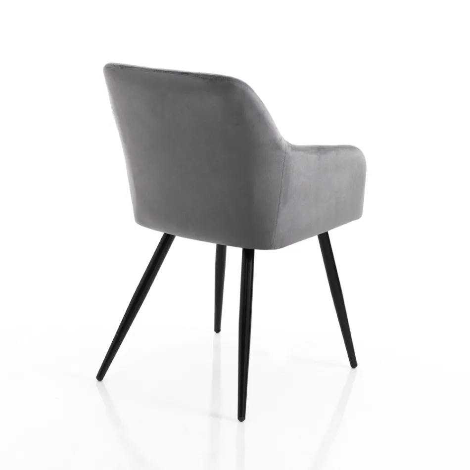 Zestaw 2 krzeseł z tkaniny z efektem aksamitu – pluton Viadurini