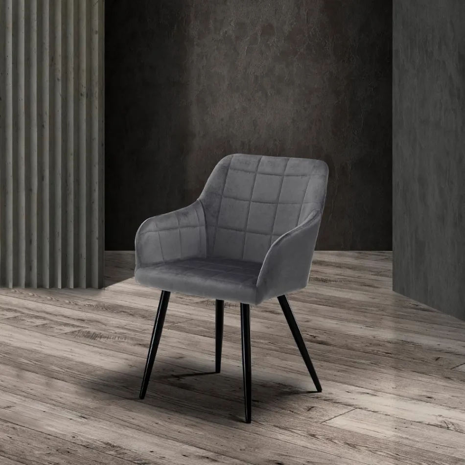 Zestaw 2 krzeseł z tkaniny z efektem aksamitu – pluton Viadurini