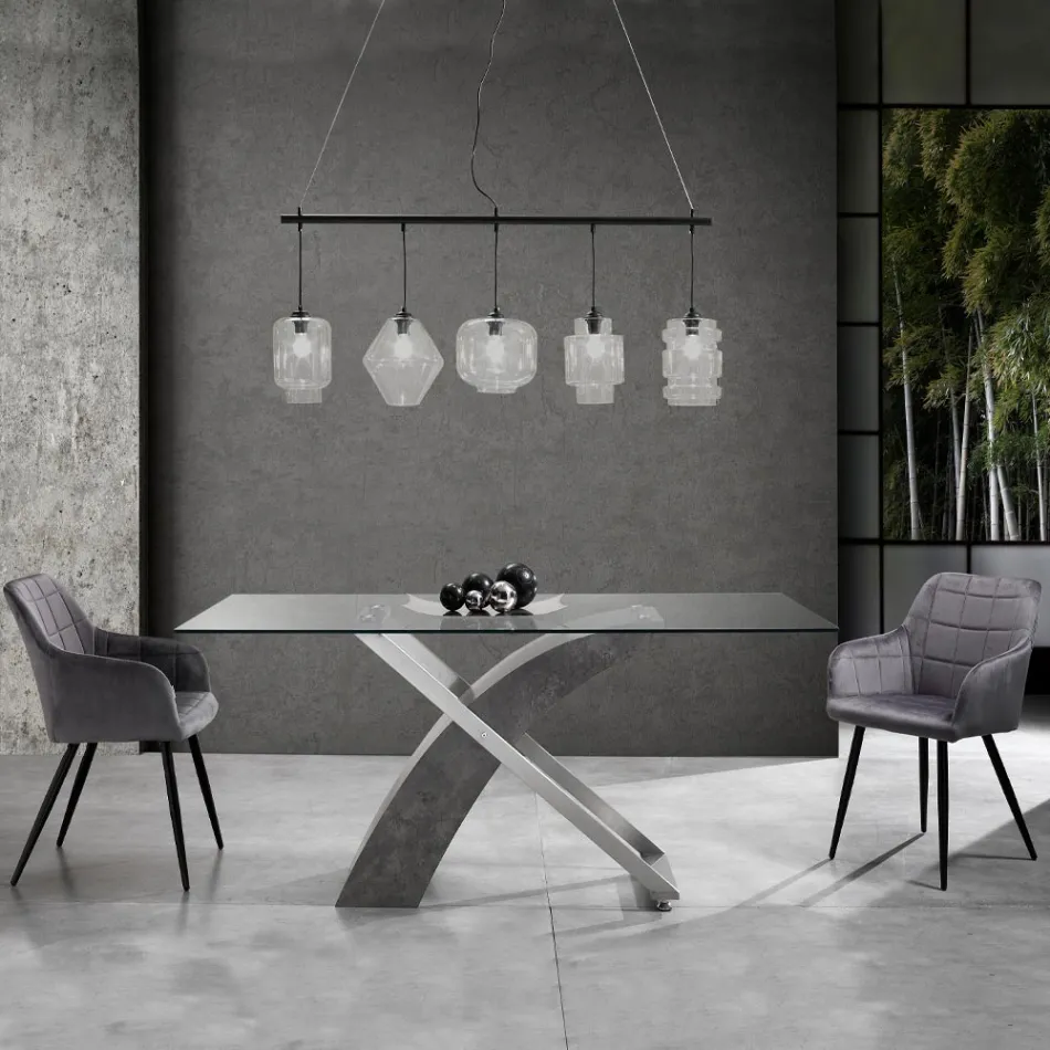 Zestaw 2 krzeseł z tkaniny z efektem aksamitu – pluton Viadurini