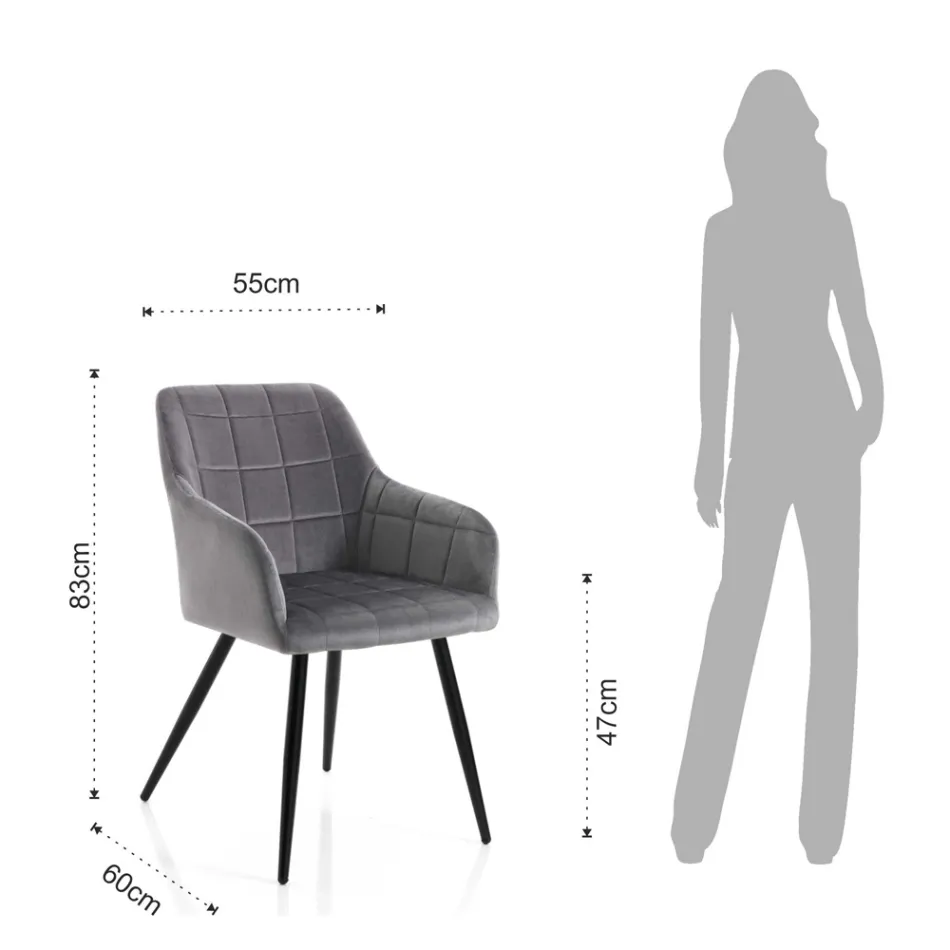 Zestaw 2 krzeseł z tkaniny z efektem aksamitu – pluton Viadurini