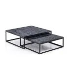 Zestaw 2 stolików kawowych z płyty MDF z marmurowym wykończeniem - Osmium Viadurini