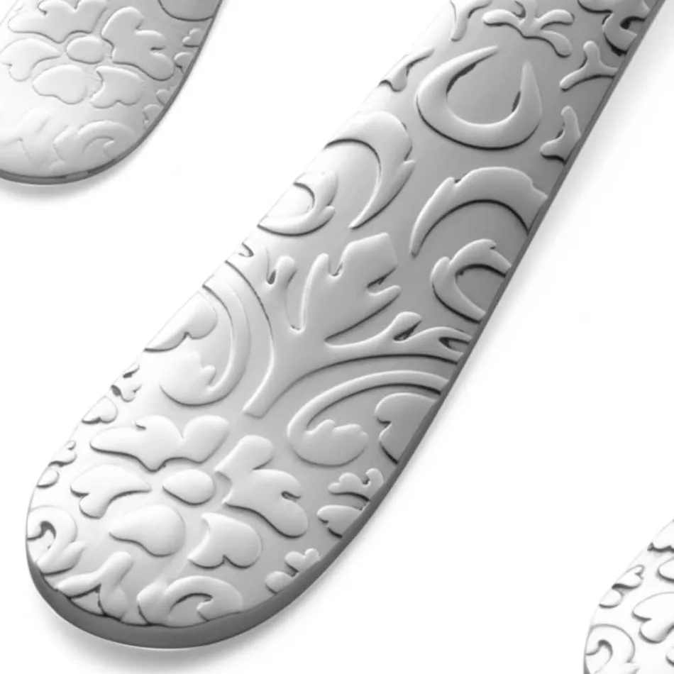 Zestaw 24 sztućców z polerowanej stali z grawerem Made in Italy - Nara Viadurini