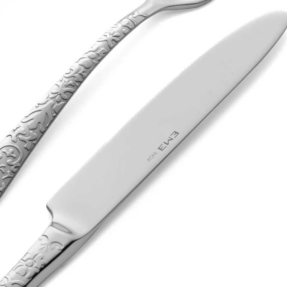 Zestaw 24 sztućców z polerowanej stali z grawerem Made in Italy - Nara Viadurini