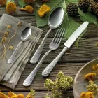 Zestaw 24 sztućców z polerowanej stali z grawerem Made in Italy - Nara Viadurini