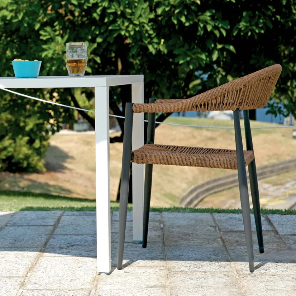 Zestaw 4 foteli aluminiowych i wiklinowych Twist - Tavira Viadurini