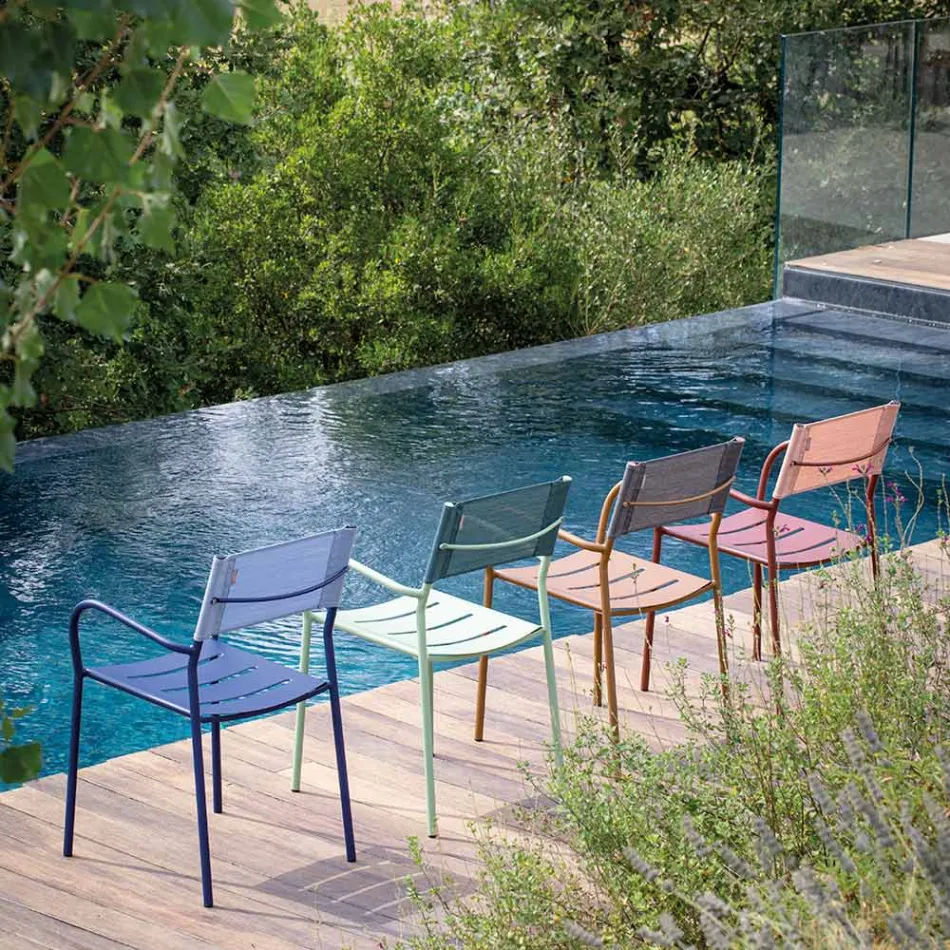 Zestaw 4 krzeseł ogrodowych z ocynkowanego metalu i Batyline - Prestigio Viadurini
