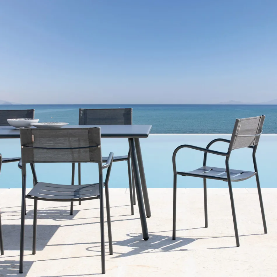 Zestaw 4 krzeseł ogrodowych z ocynkowanego metalu i Batyline - Prestigio Viadurini