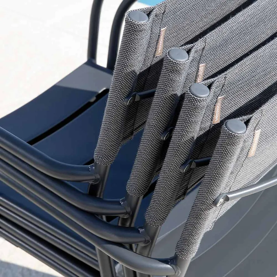 Zestaw 4 krzeseł ogrodowych z ocynkowanego metalu i Batyline - Prestigio Viadurini