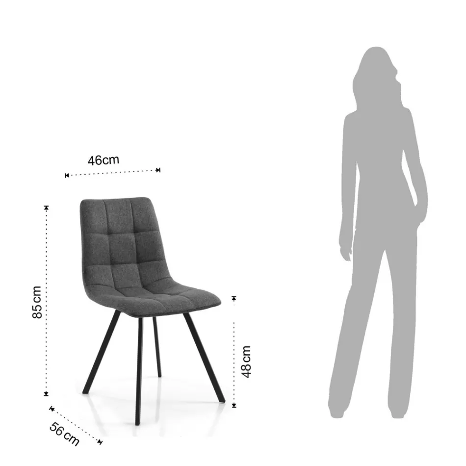 Zestaw 4 krzeseł do jadalni wyściełanych i tapicerowanych tkaniną – Chimera Viadurini