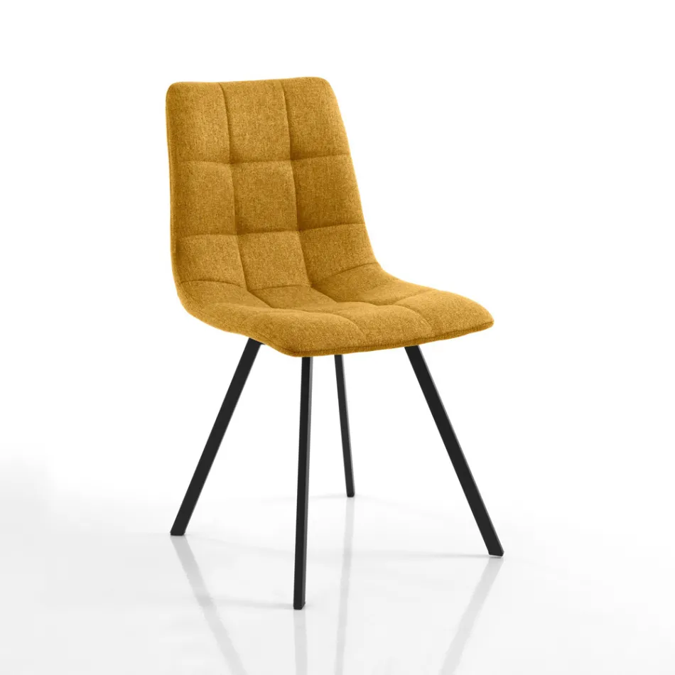 Zestaw 4 krzeseł do jadalni wyściełanych i tapicerowanych tkaniną – Chimera Viadurini