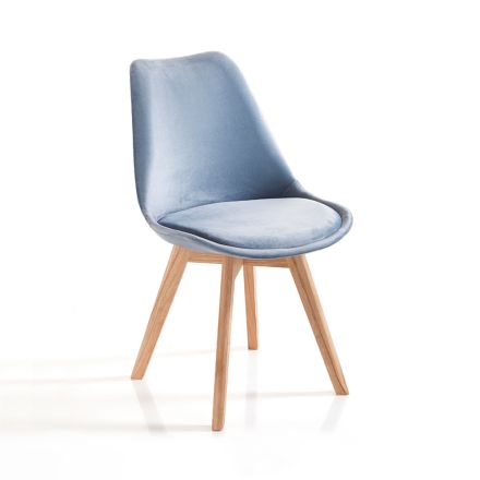 Zestaw 4 krzeseł do salonu z drewnianymi nogami – Grouper Viadurini