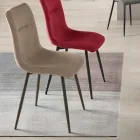 Zestaw 4 tapicerowanych krzeseł do salonu z metalową podstawą - Projekt Viadurini
