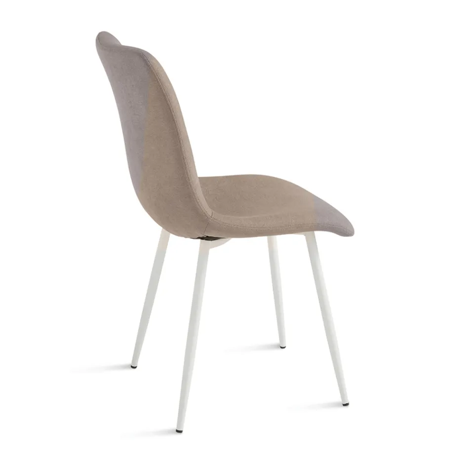 Zestaw 4 tapicerowanych krzeseł do salonu z metalową podstawą - Projekt Viadurini