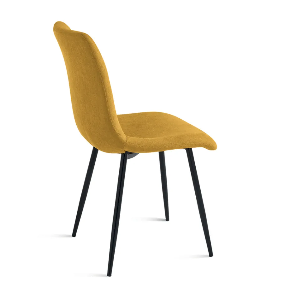 Zestaw 4 tapicerowanych krzeseł do salonu z metalową podstawą - Projekt Viadurini