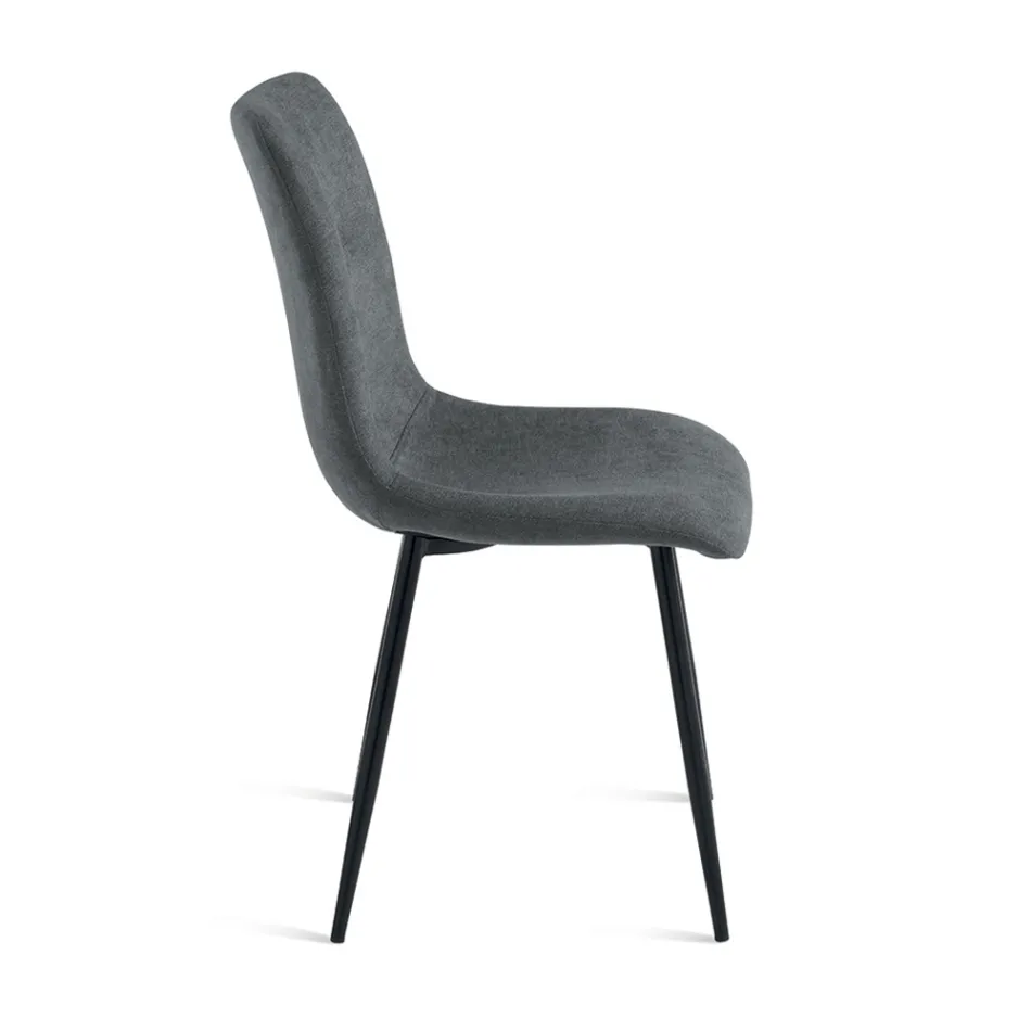 Zestaw 4 tapicerowanych krzeseł do salonu z metalową podstawą - Projekt Viadurini