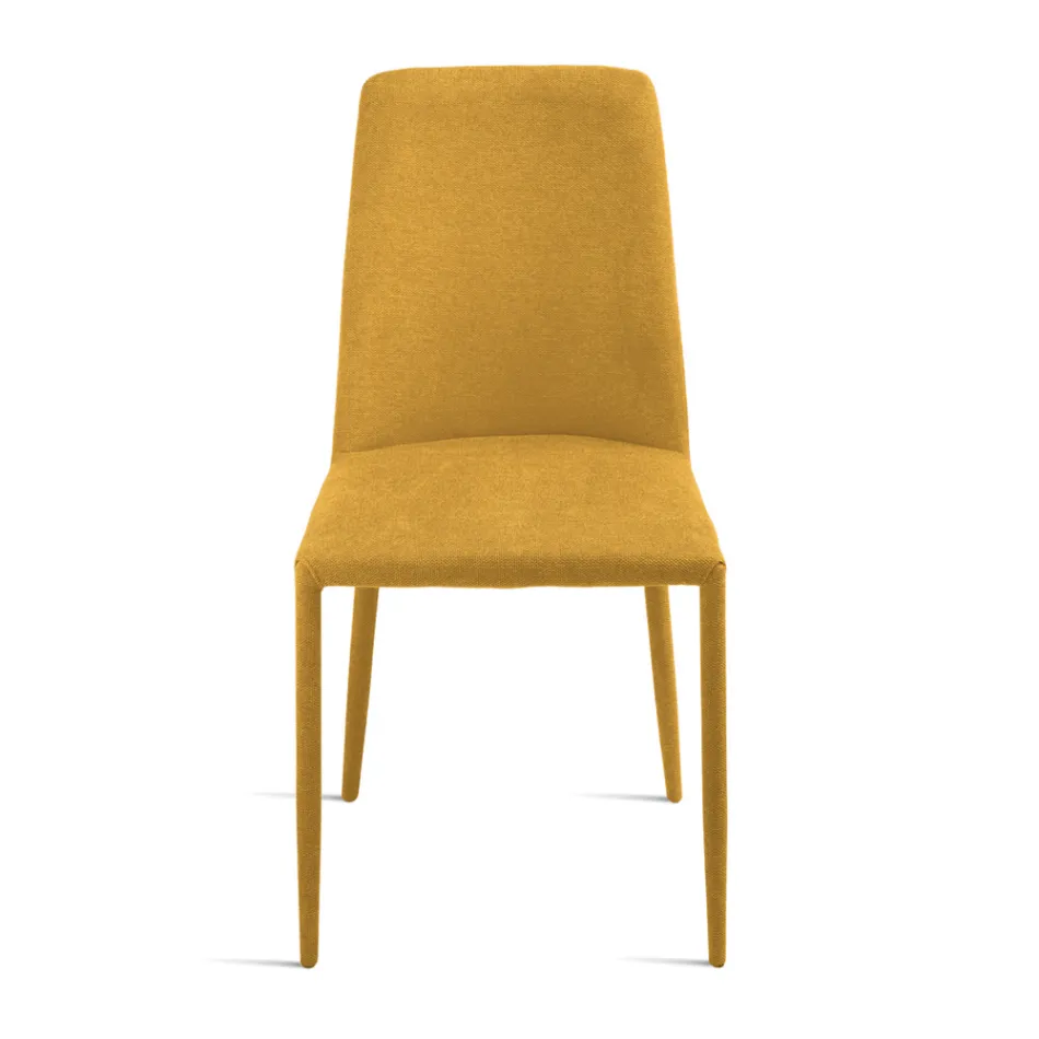 Zestaw 4 tapicerowanych krzeseł w kolorowej tkaninie i z tapicerowaną ramą - Luciana Viadurini