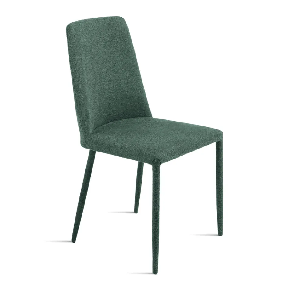 Zestaw 4 tapicerowanych krzeseł w kolorowej tkaninie i z tapicerowaną ramą - Luciana Viadurini