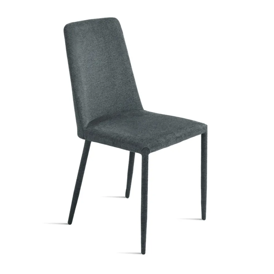 Zestaw 4 tapicerowanych krzeseł w kolorowej tkaninie i z tapicerowaną ramą - Luciana Viadurini