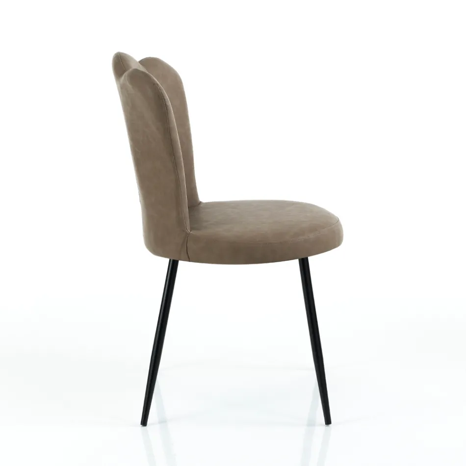 Zestaw 4 krzeseł ze skóry syntetycznej z efektem postarzenia - bursztyn Viadurini