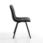 Zestaw 4 krzeseł z antracytowej tkaniny i czarnej stali – antracyt Viadurini