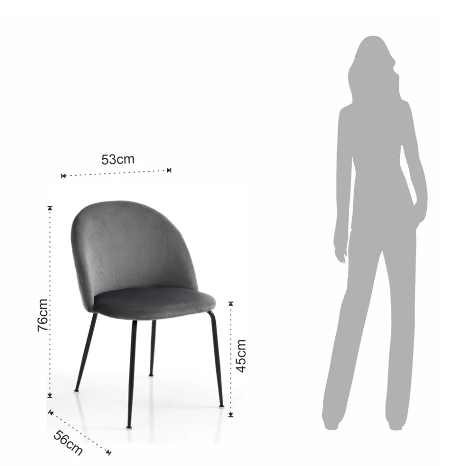 Zestaw 4 krzeseł z mikrofibry z efektem aksamitu – Terbio Viadurini