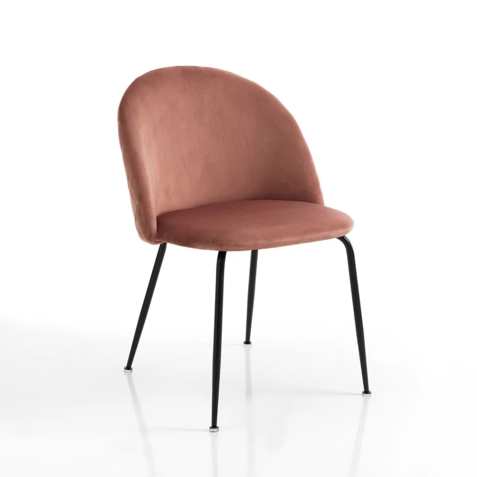 Zestaw 4 krzeseł z mikrofibry z efektem aksamitu – Terbio Viadurini